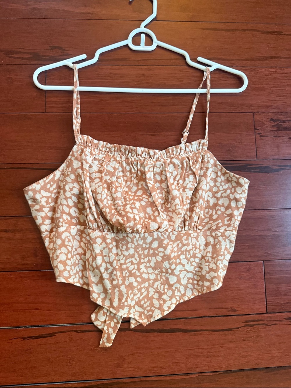 Lily Star Blush and Cream Printed Spaghetti Strap Tie-Back Top
